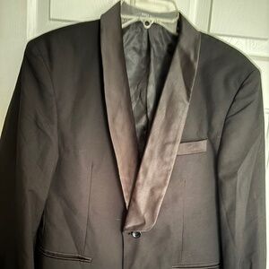 Mage Male Black Fancy Blazer w/Satin Collar/Lapel/Pocket Size S